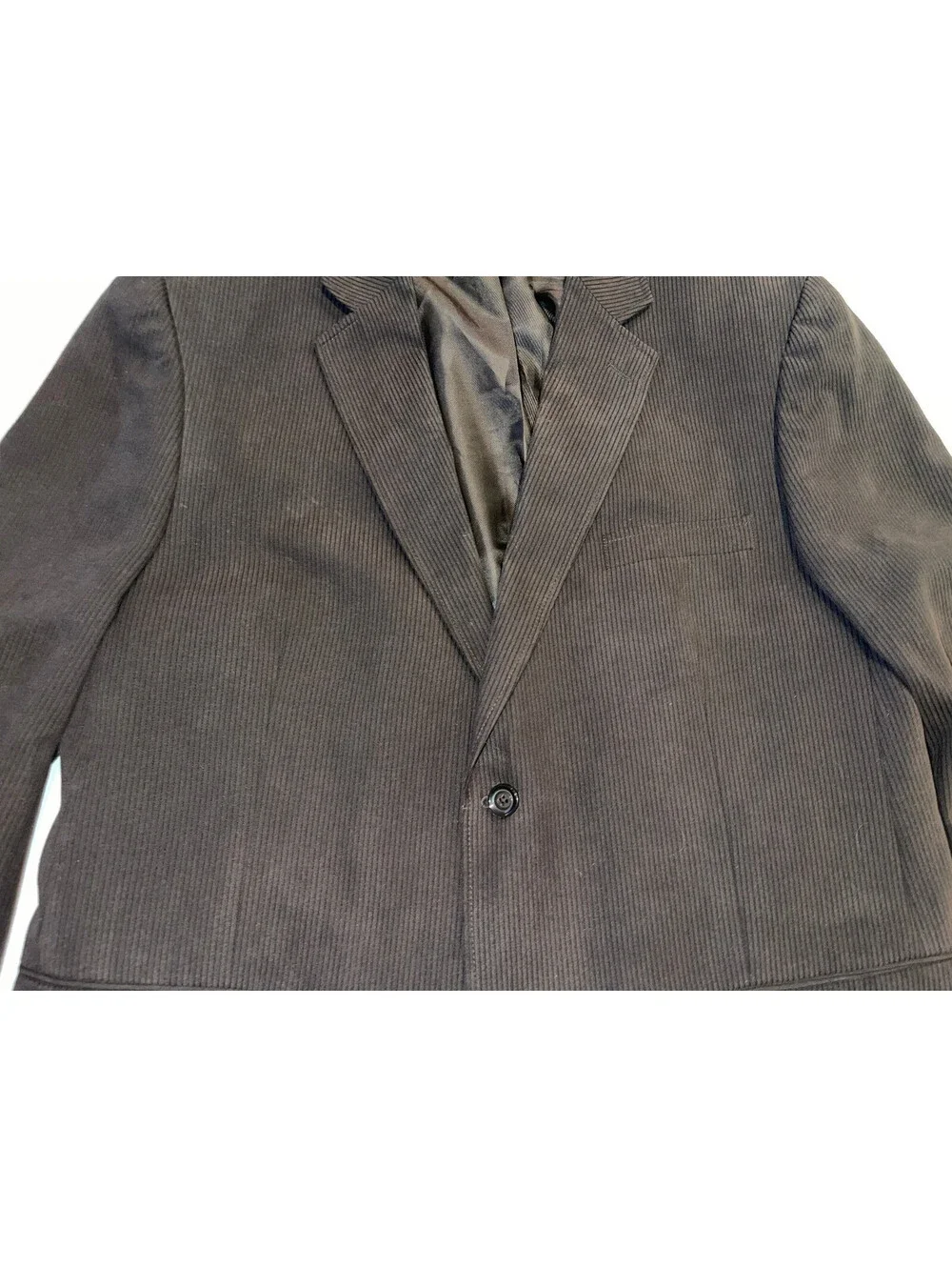 DESIGNER JONES NEW YORK 2 BUTTON 100% POLY DRY CLEAN BROWN DRESS SUIT JACKET 46R